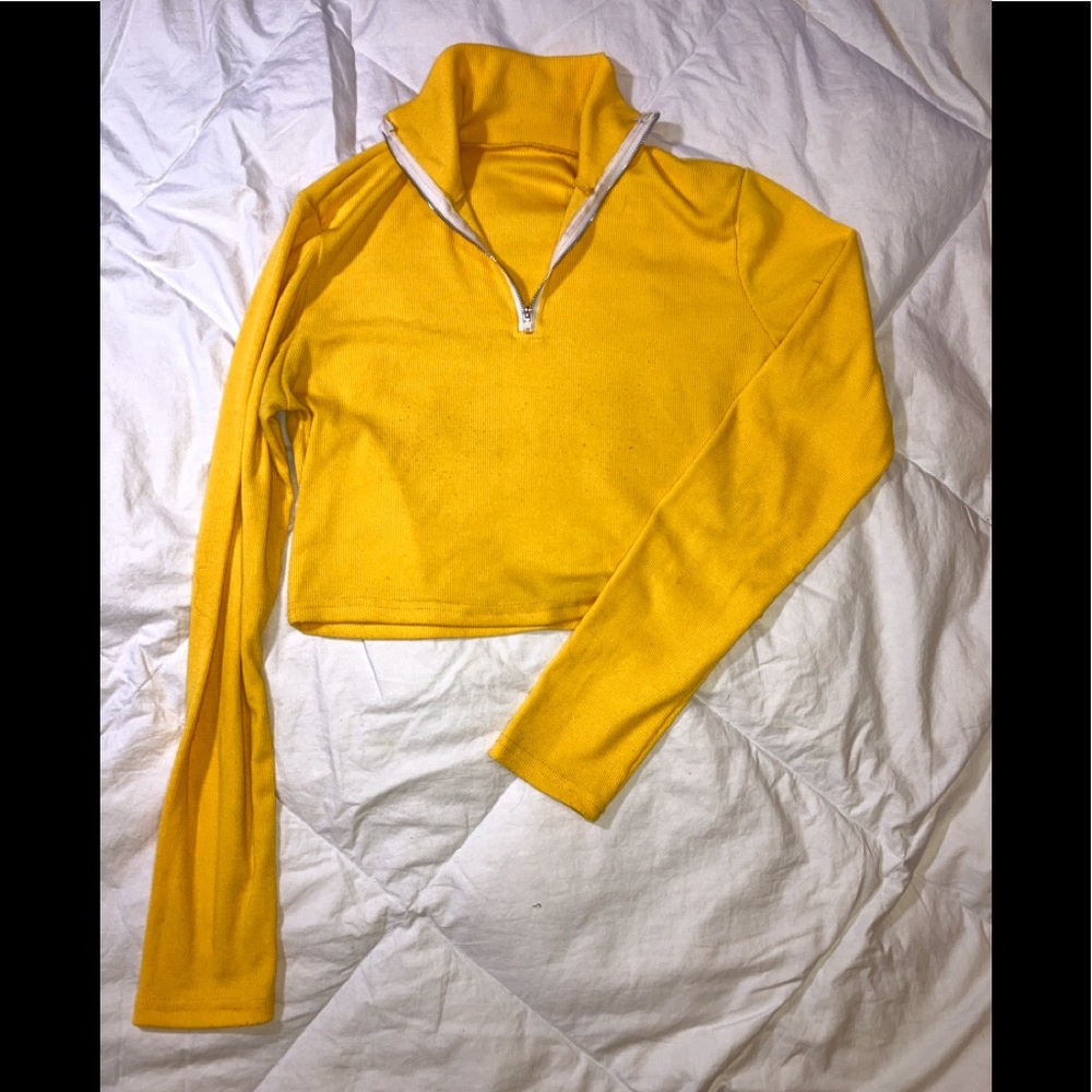 Yellow cropped long sleeve top